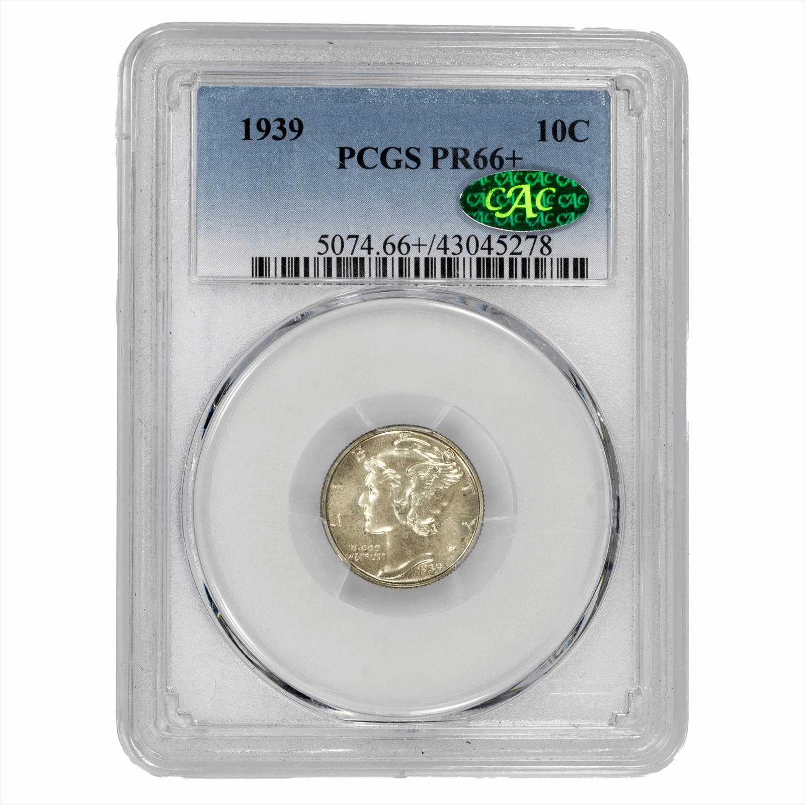1939 Mercury Dime 10C PCGS PR 66+ CAC