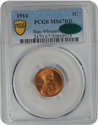 1914 Lincoln PCGS CAC RD 67