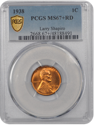 1938 Lincoln PCGS RD 67+