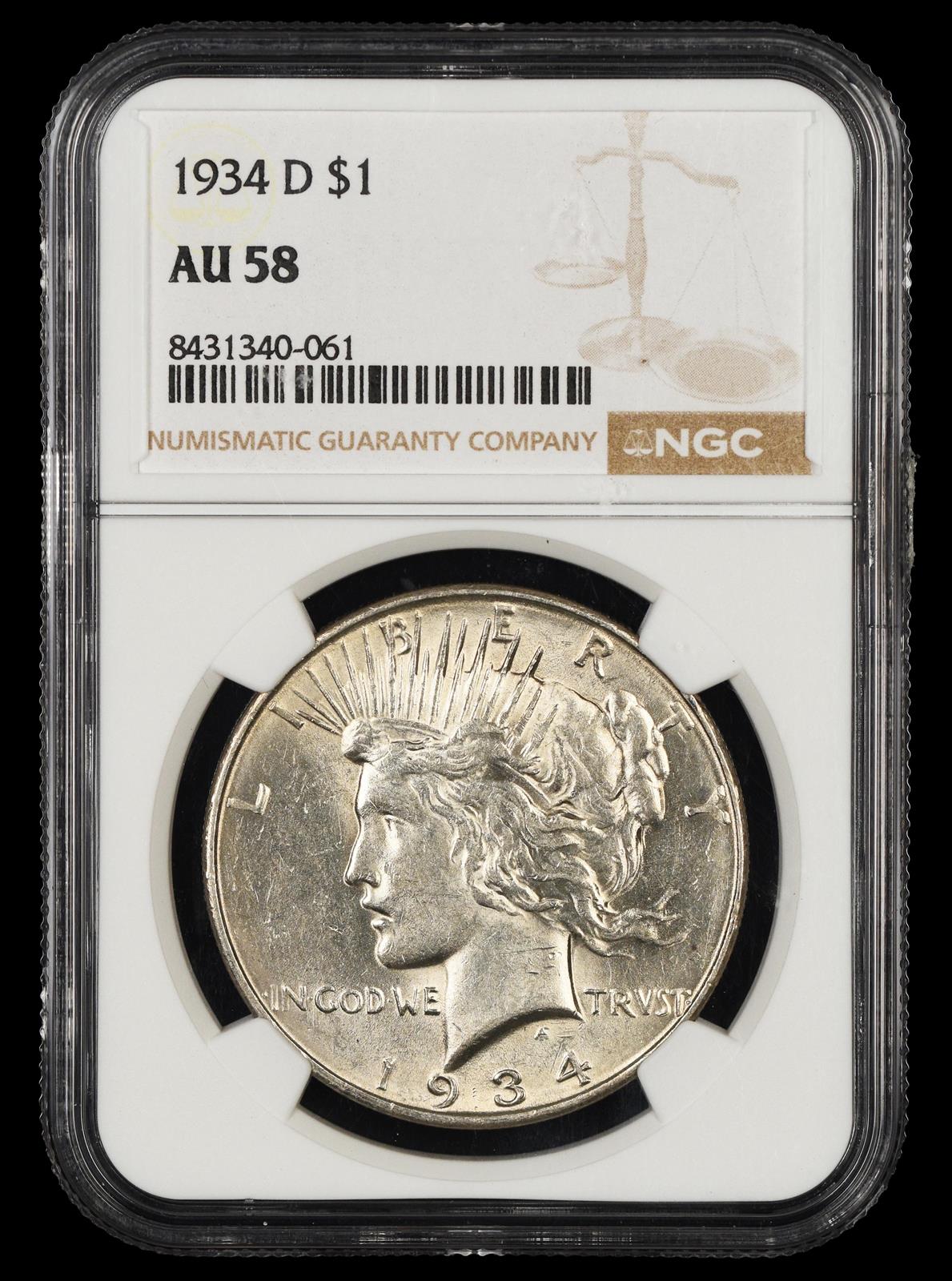 1934 D $1 NGC AU58