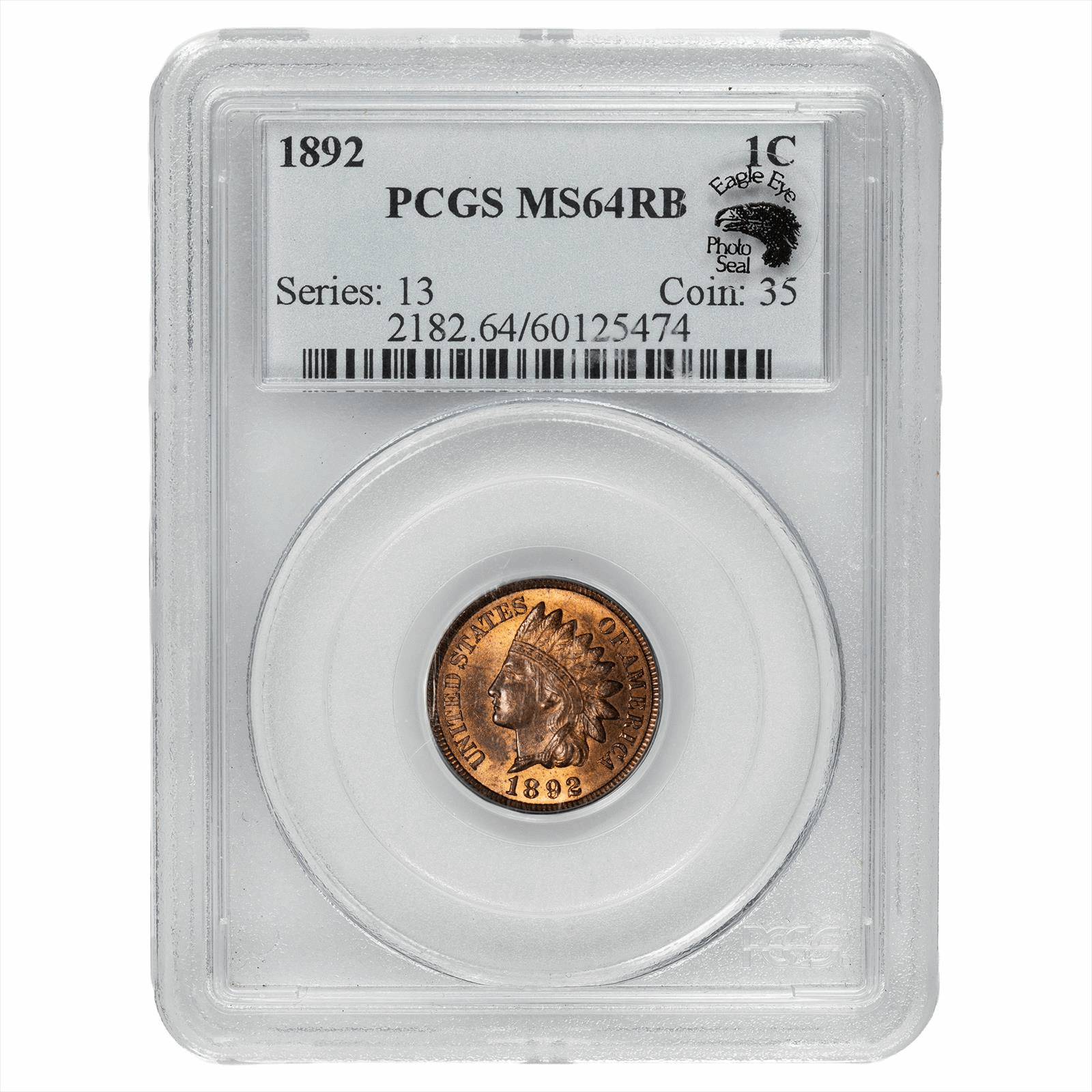 1892 Indian Head Cent 1C PCGS MS 64 RB