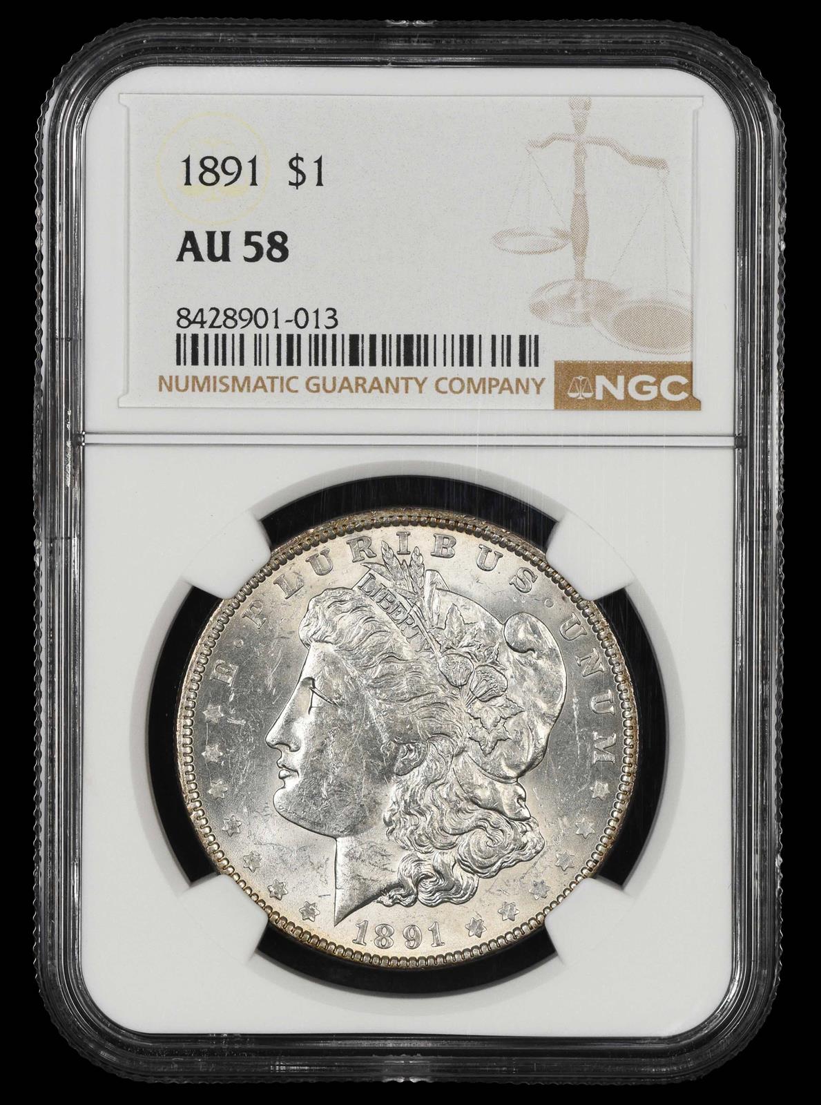1891 $1 NGC AU-58