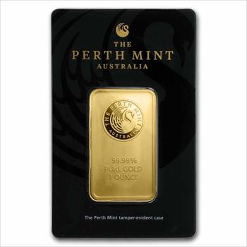 1 oz Gold Bar - Perth Mint (Black Card) 