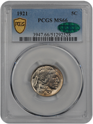 1921 Buffalo PCGS CAC MS 66