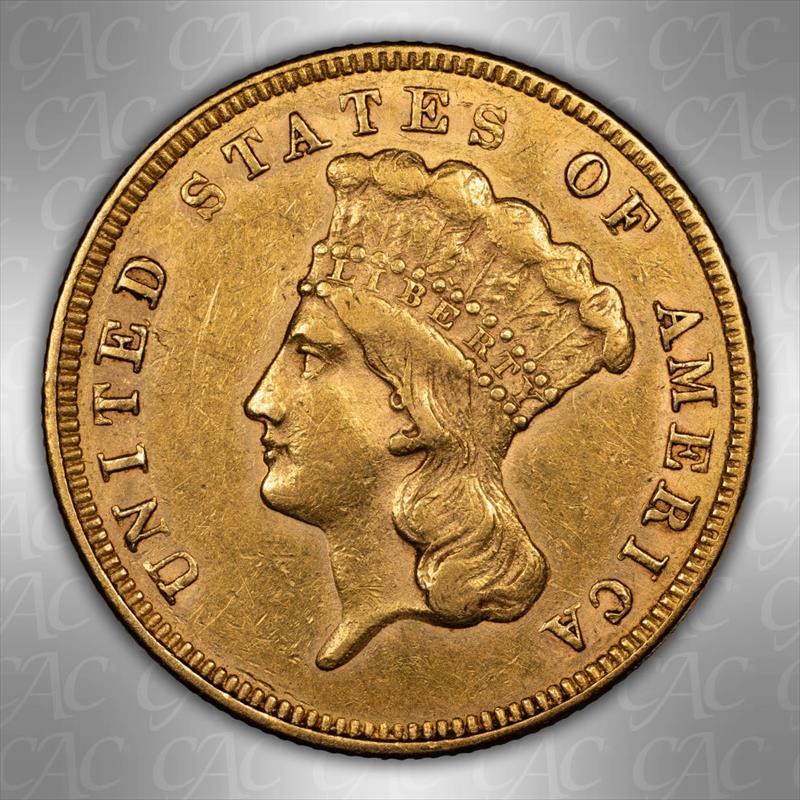 1859 $3 CACG AU-50