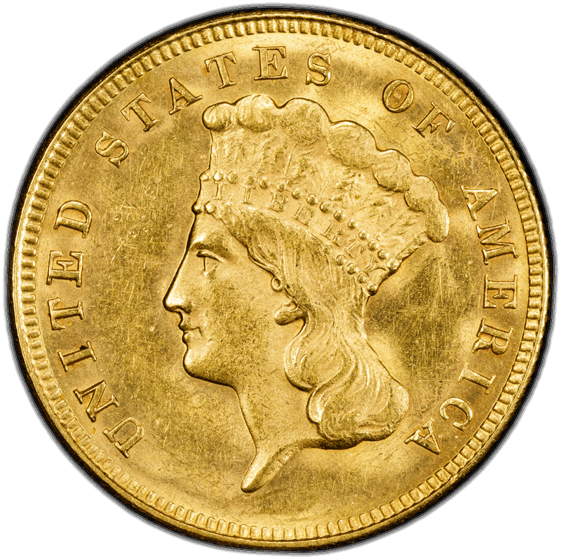 1874 $3 PCGS MS 63