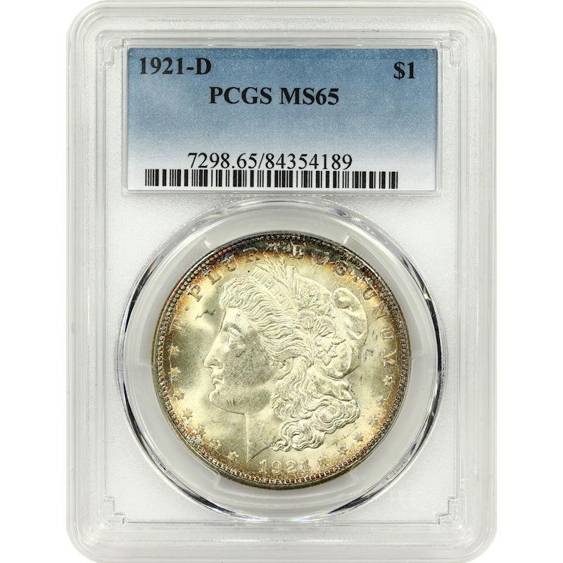 1921-D Morgan Silver Dollar $1 - PCGS MS65 - Nice Peripheral Toning!