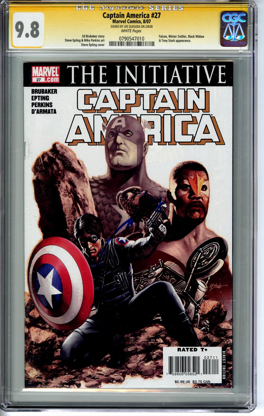 Captain America #27 Marvel Comics 8/07 Signed by Joe Quesada CGC 9.8