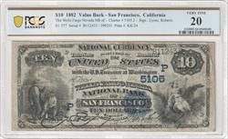 Fr. 577 1882 $10 The Wells Fargo Nevada NB of 5105.2 Value Back PCGS VF20 