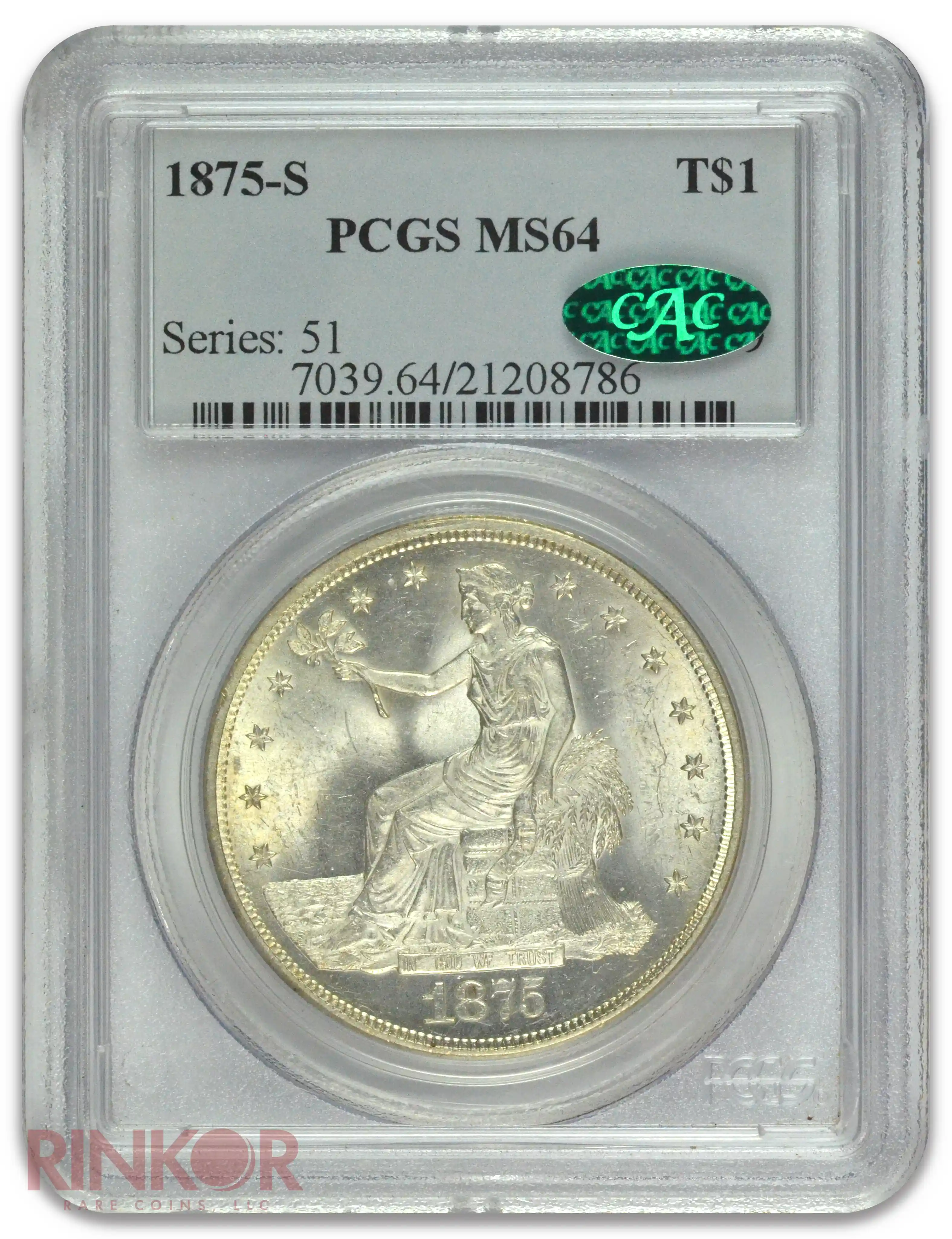 1875-S $1 Trade Dollar PCGS MS 64 CAC
