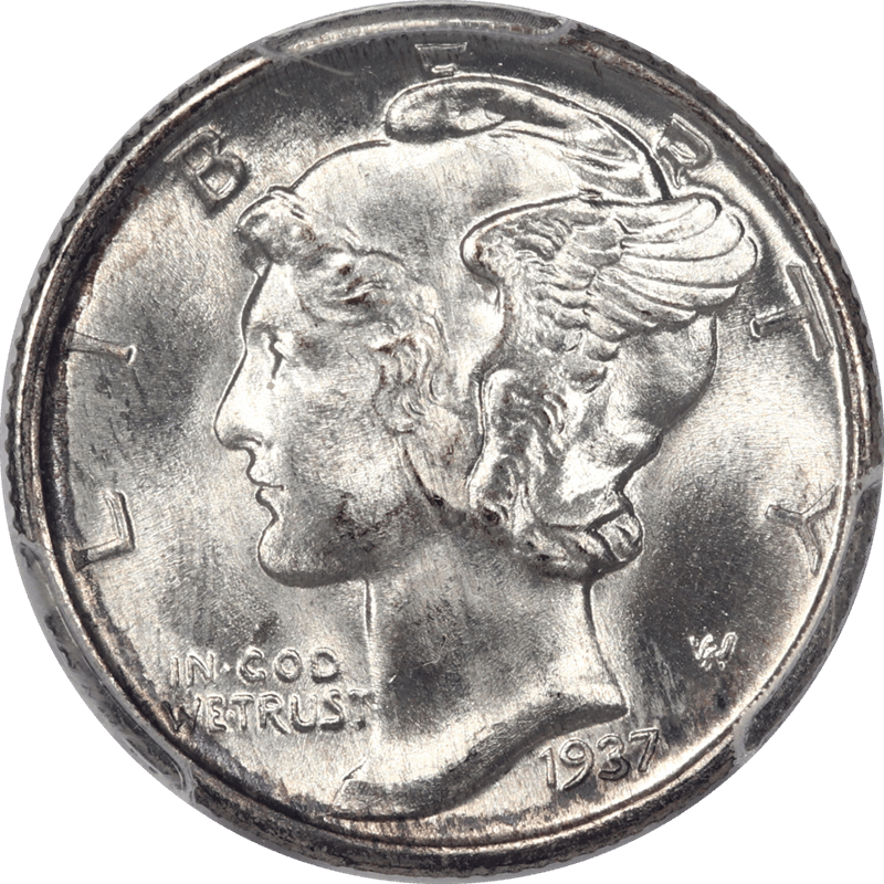 1937 Mercury Dime 10c, PCGS MS67FB - Nice White Coin