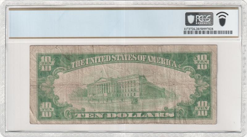 Fr. 1801-1 1929 $10 Type 1 Manitowoc, Wisconsin 4975.2 PCGS VF20 
