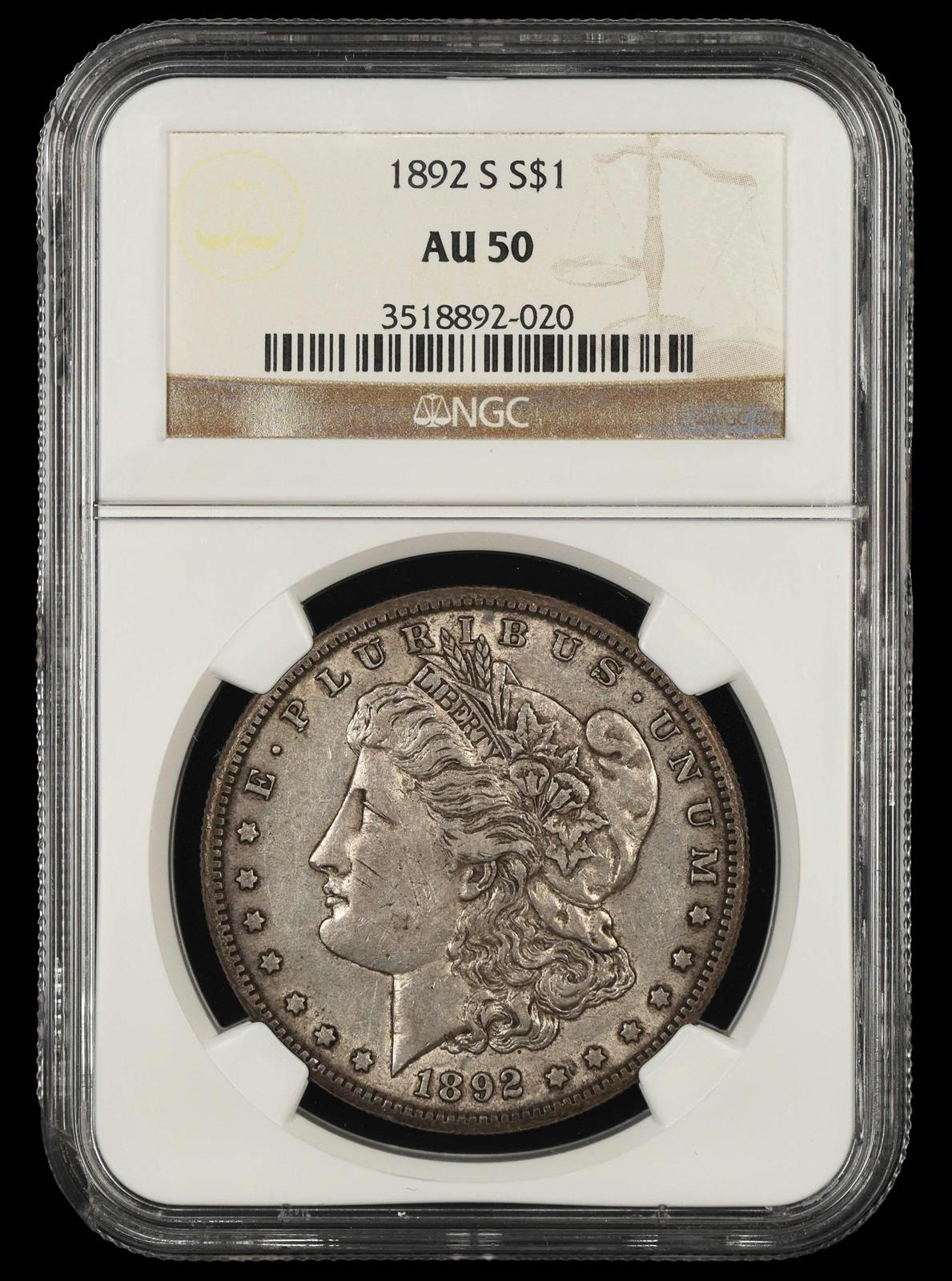 1892 S $1 NGC AU-50