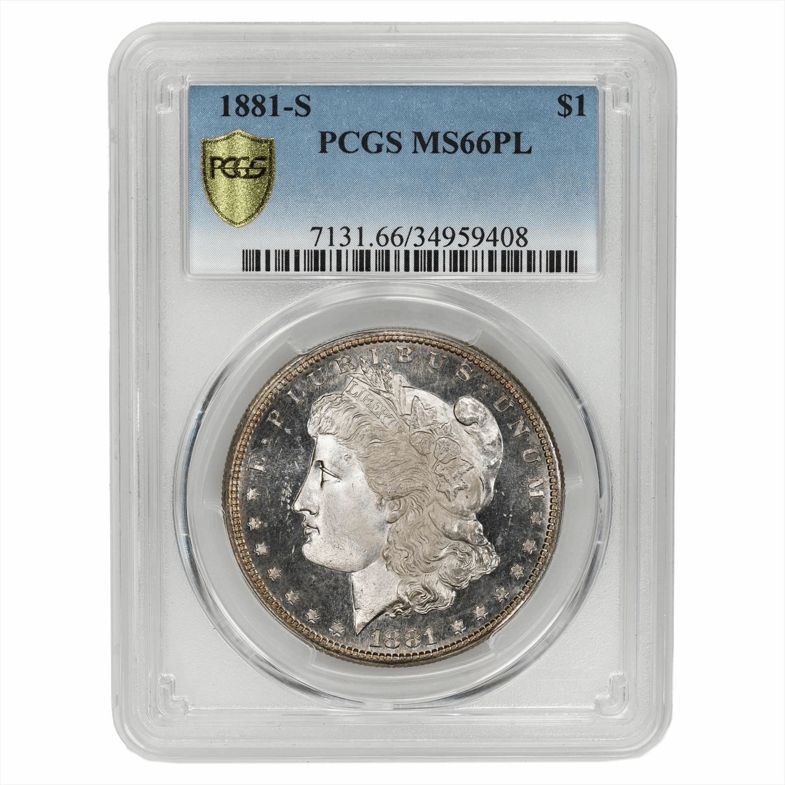 1881-S $1 Morgan Silver Dollar, PL PCGS MS 66 