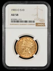 1903 O $10 Gold NGC AU-58