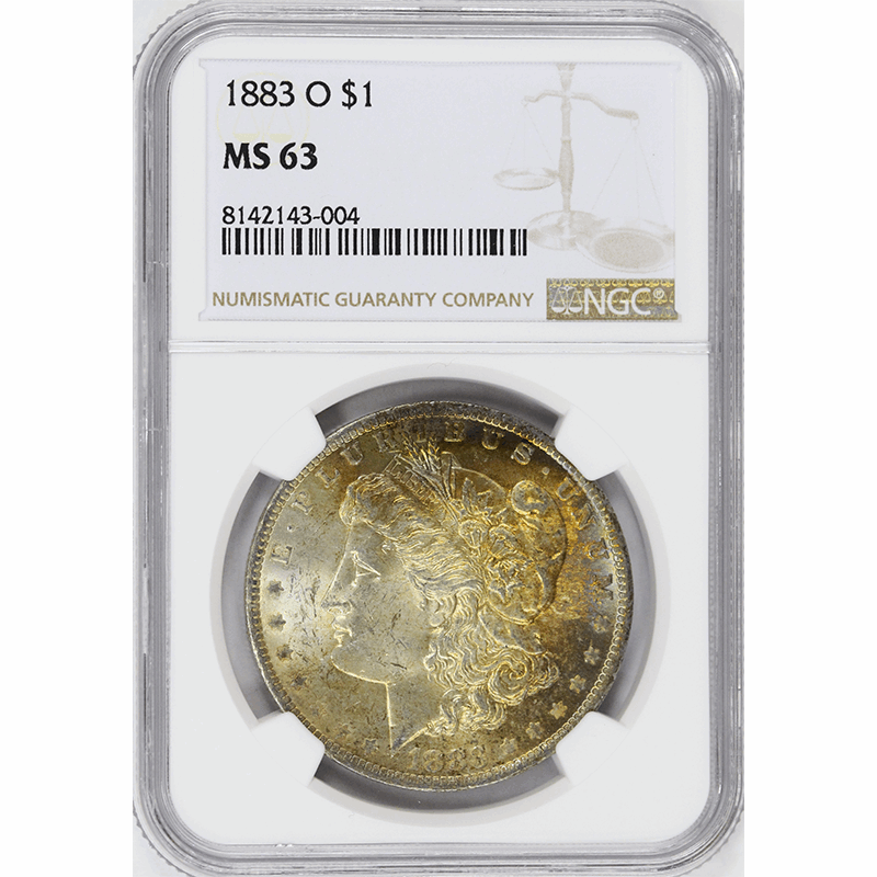 1883-O $1 Morgan Silver Dollar - NGC MS63 - Excellent Color - Toned
