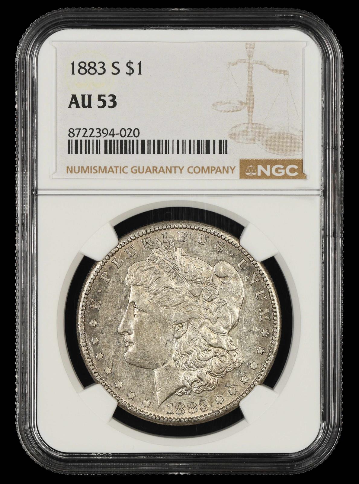 1883 S $1 NGC AU-53