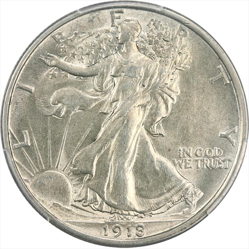 1918-D Walking Liberty Half Dollar PCGS AU-55 CAC - Nice Original Coin