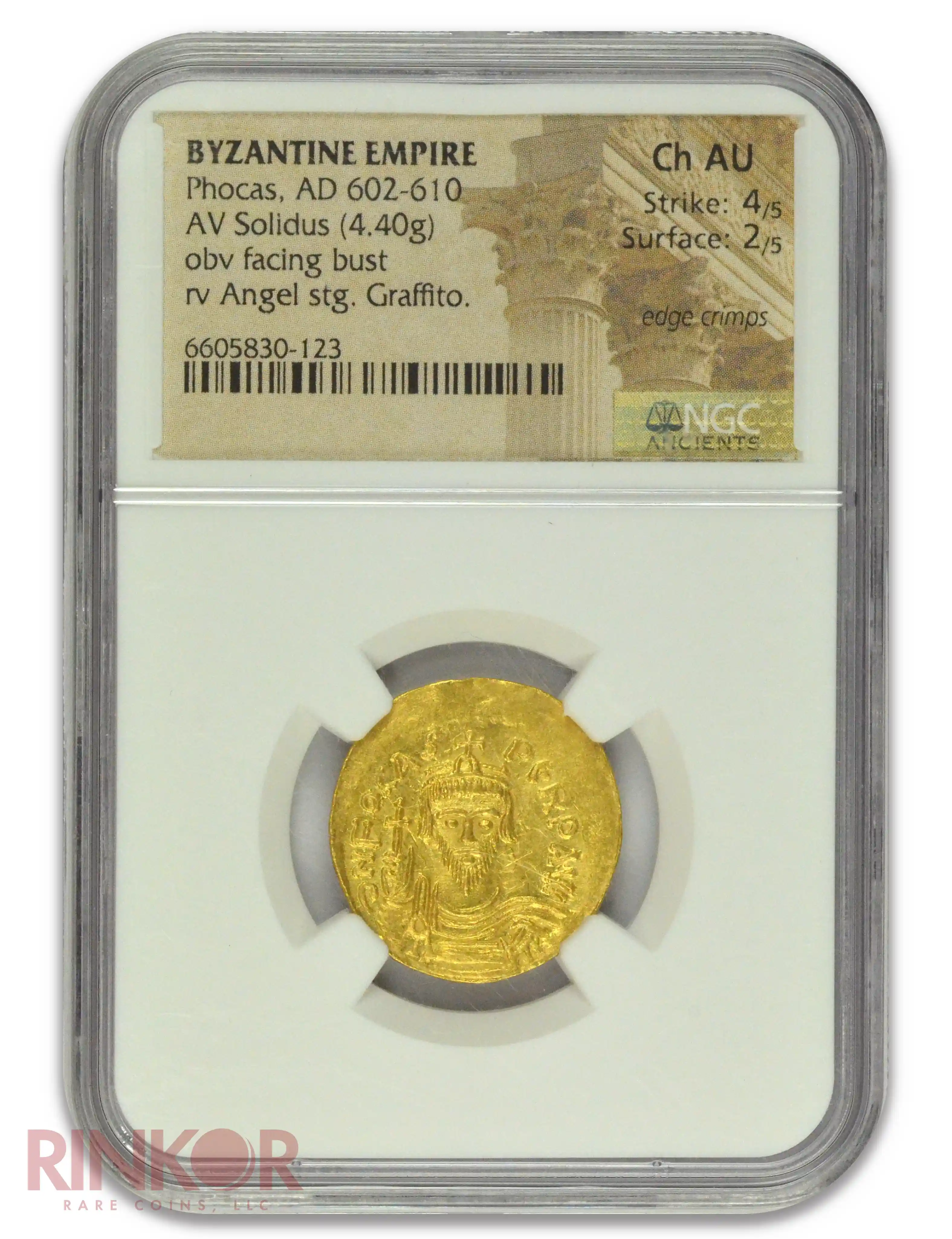 AD 602-610 Byzantine Empire Gold Solidus 4.4g NGC Ch AU 4/5 2/5