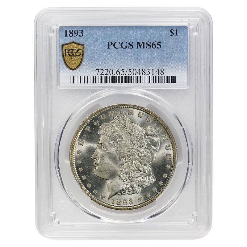 1893 Morgan Silver Dollar $1, PCGS MS 65 - Hard Date in Gem