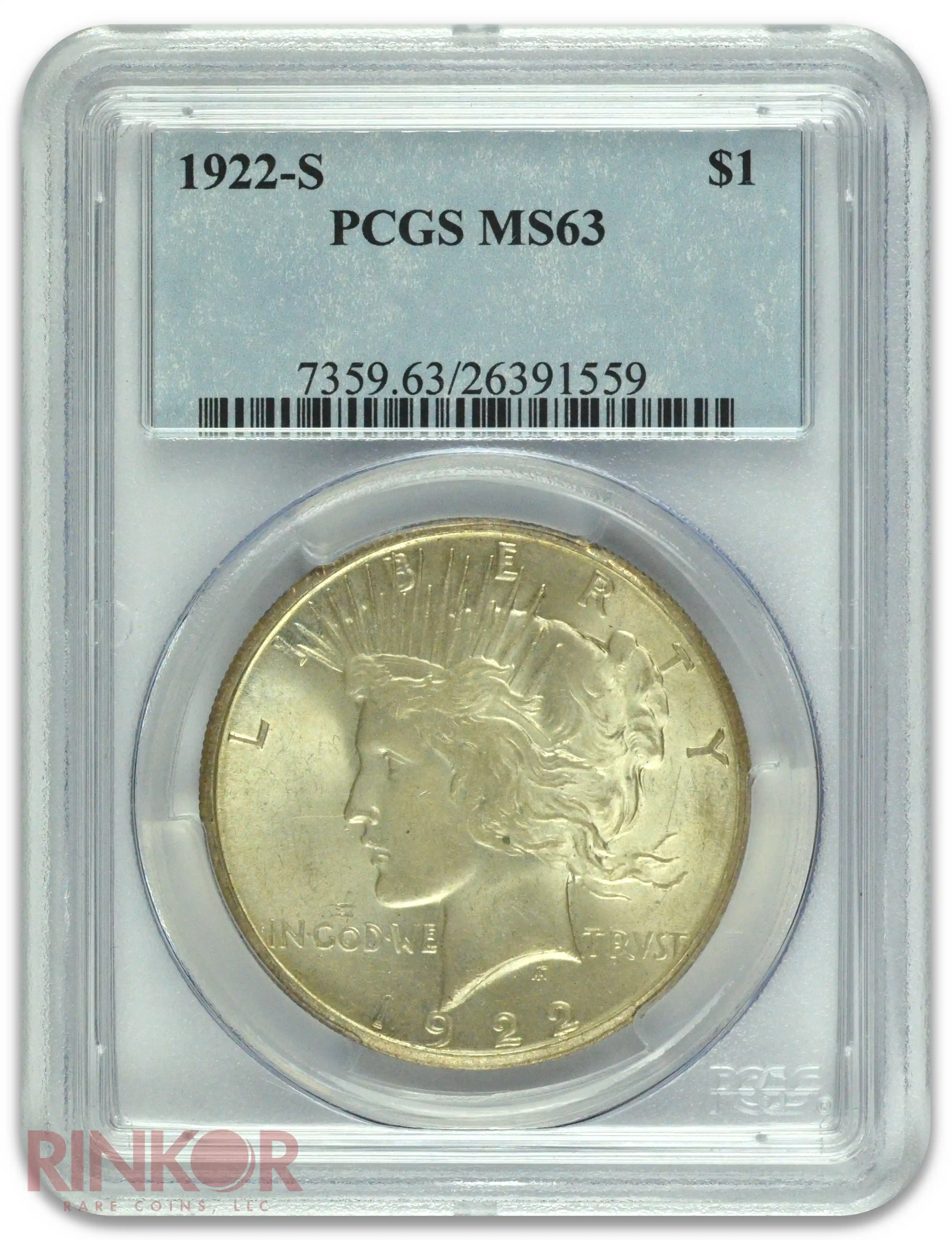 1922-S $1 Peace Dollar PCGS MS 63