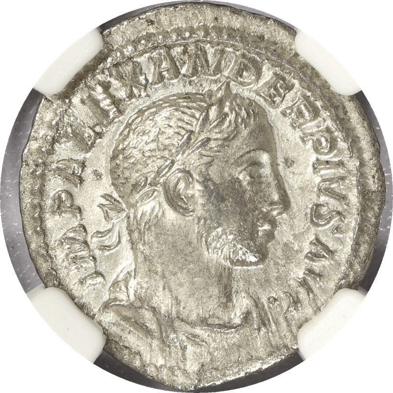Roman Empire Sev. Alexander, AD 222-235 AR Denarius, NGC  Ch XF
