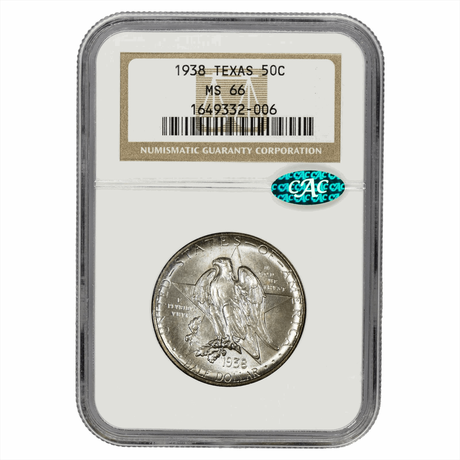 1938 50C Texas NGC MS 66 