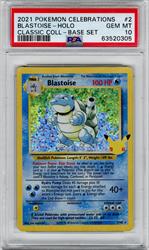 2021 Pokemon Celebrations Classic Coll Base Set Blastoise Holo #2 PSA GEM MT 10 