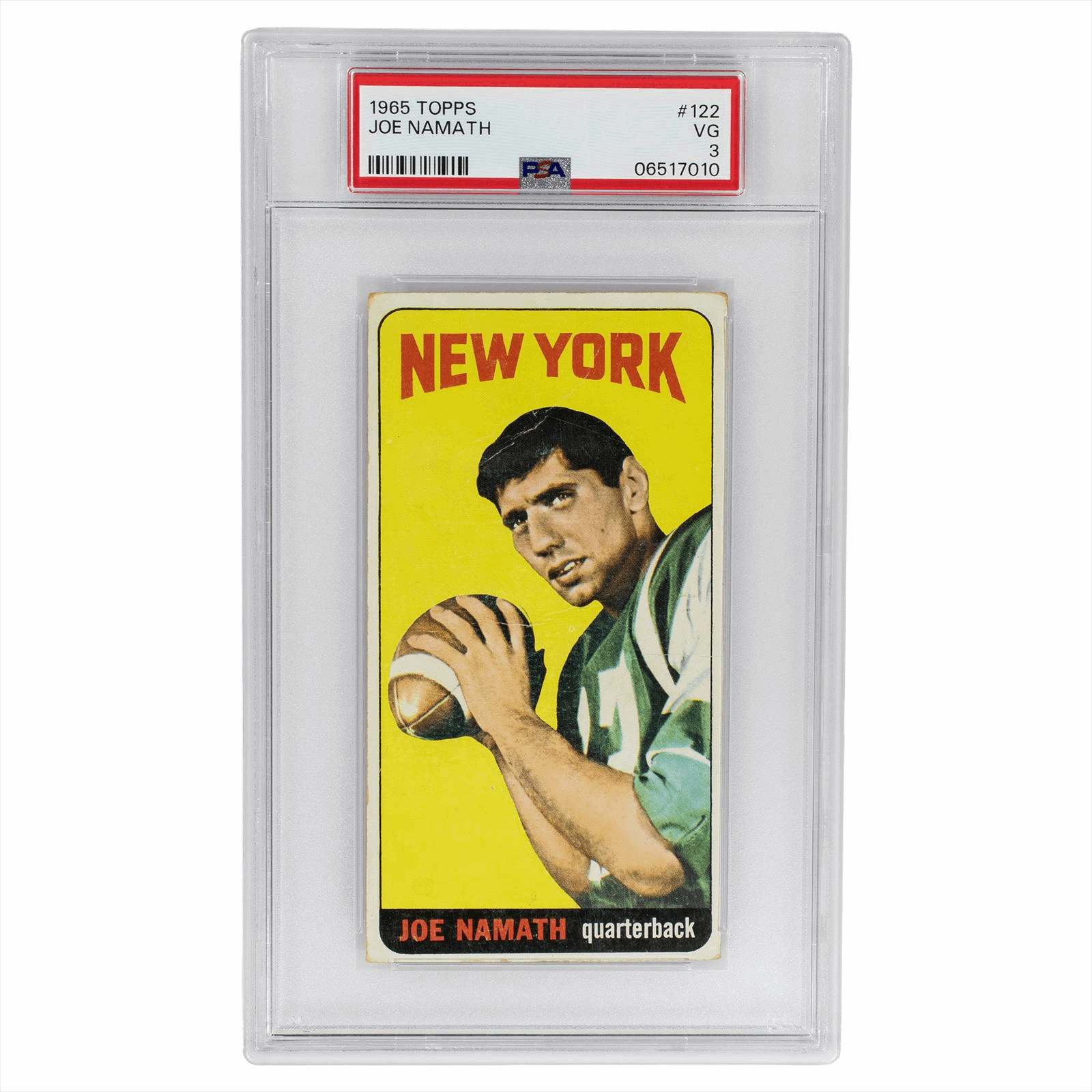 1965 Topps Joe Namath #122 PSA VG 3 Cert #06517010