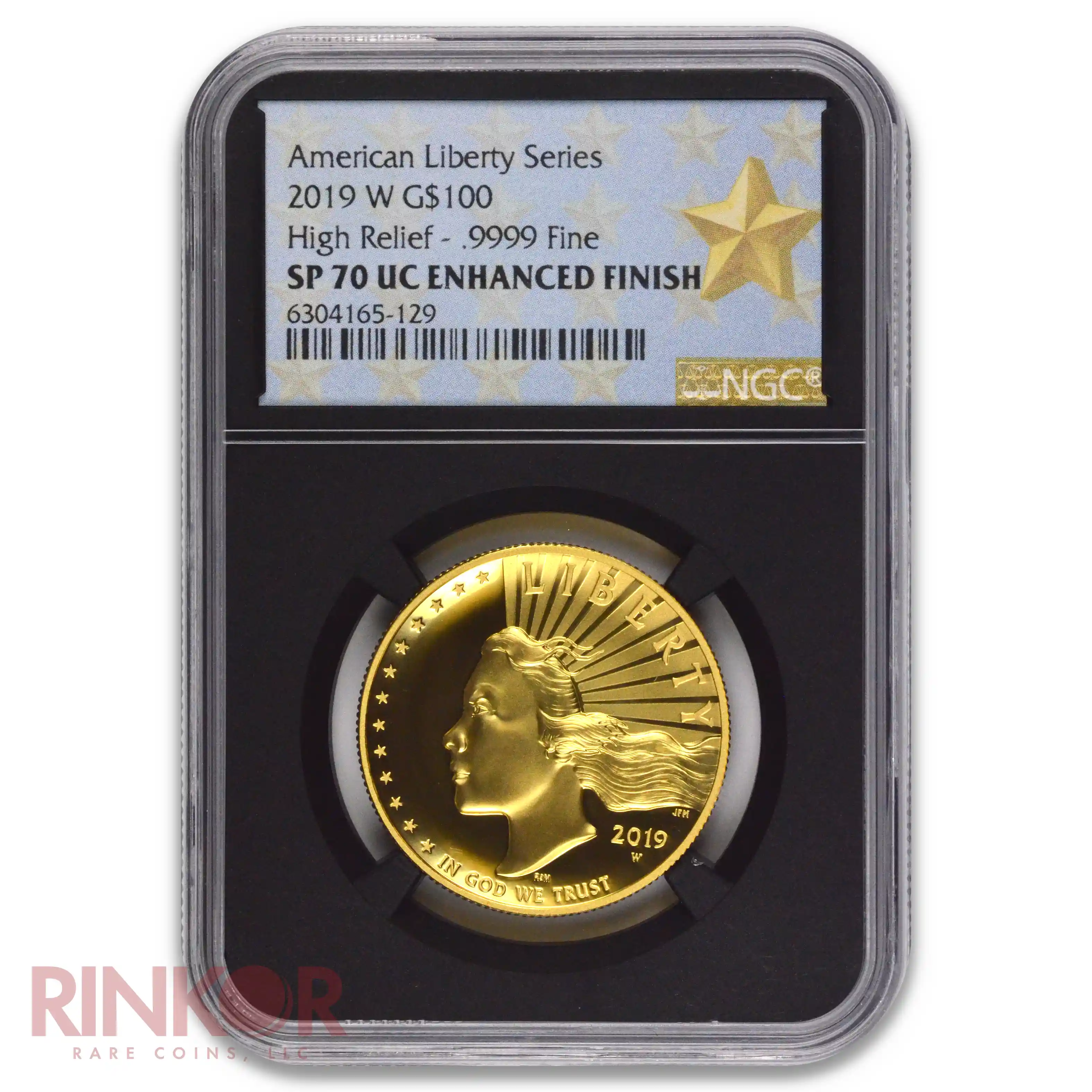 2019-W Enhanced 1oz American Liberty Gold High Relief Ultra Cameo NGC SP 70 UC