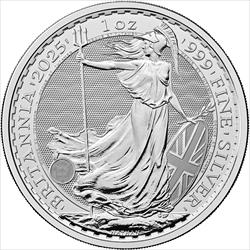 2025 2 Pound 1oz. Great Britian Silver Britannia, BU 