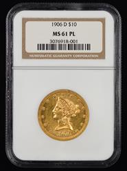 1906 D $10 Gold NGC MS61PL
