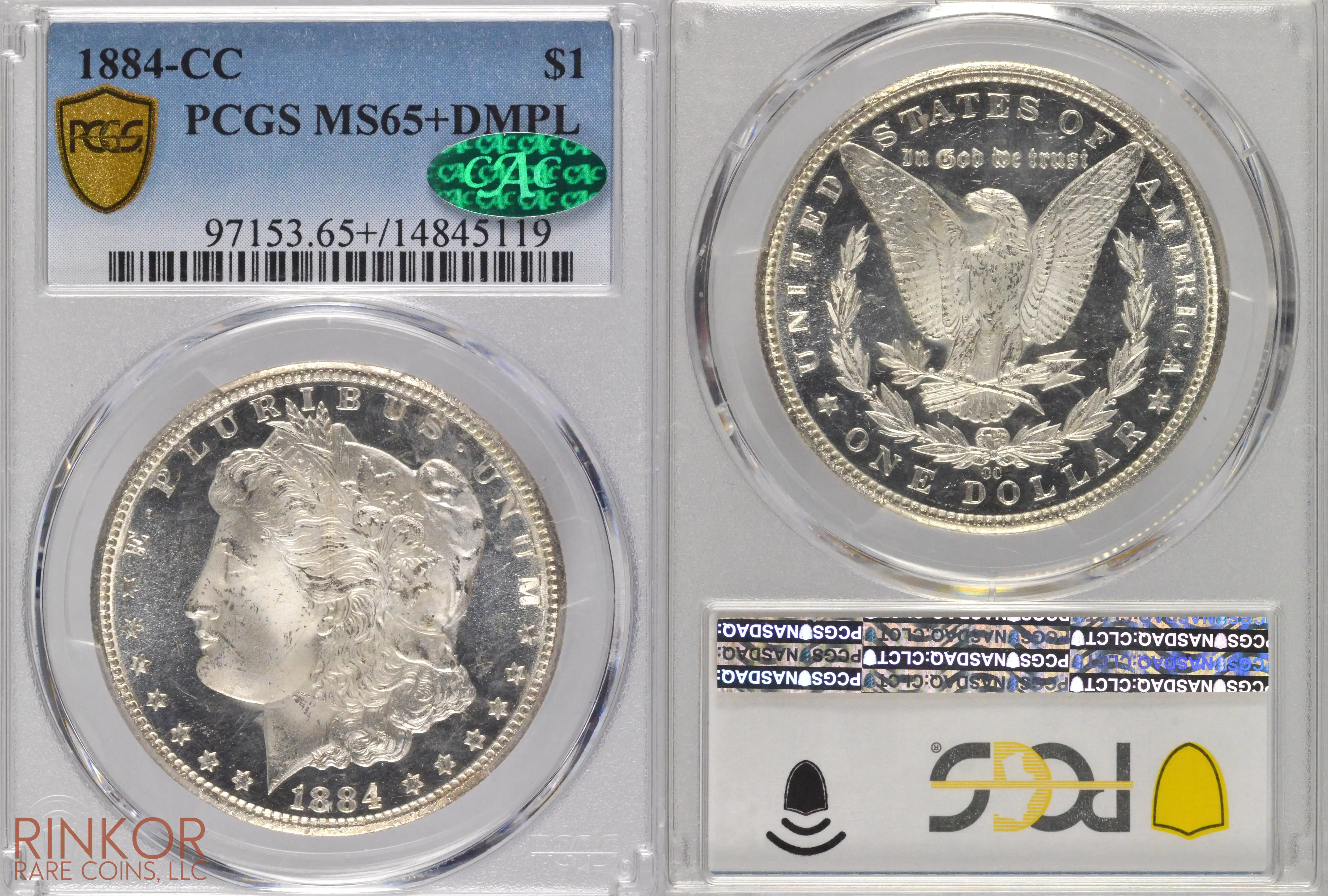 1884-CC $1 PCGS MS 65+ DMPL CAC
