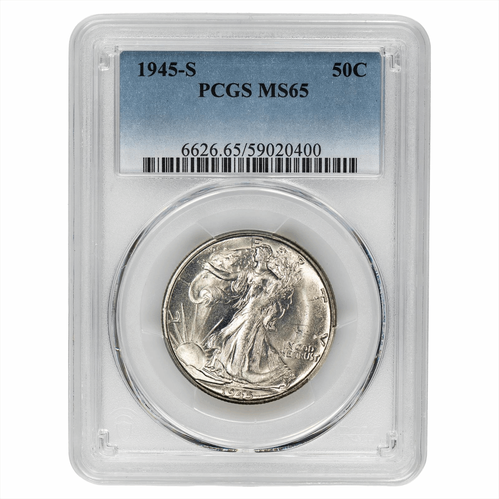 1945-S Walking Liberty Half 50C PCGS MS 65