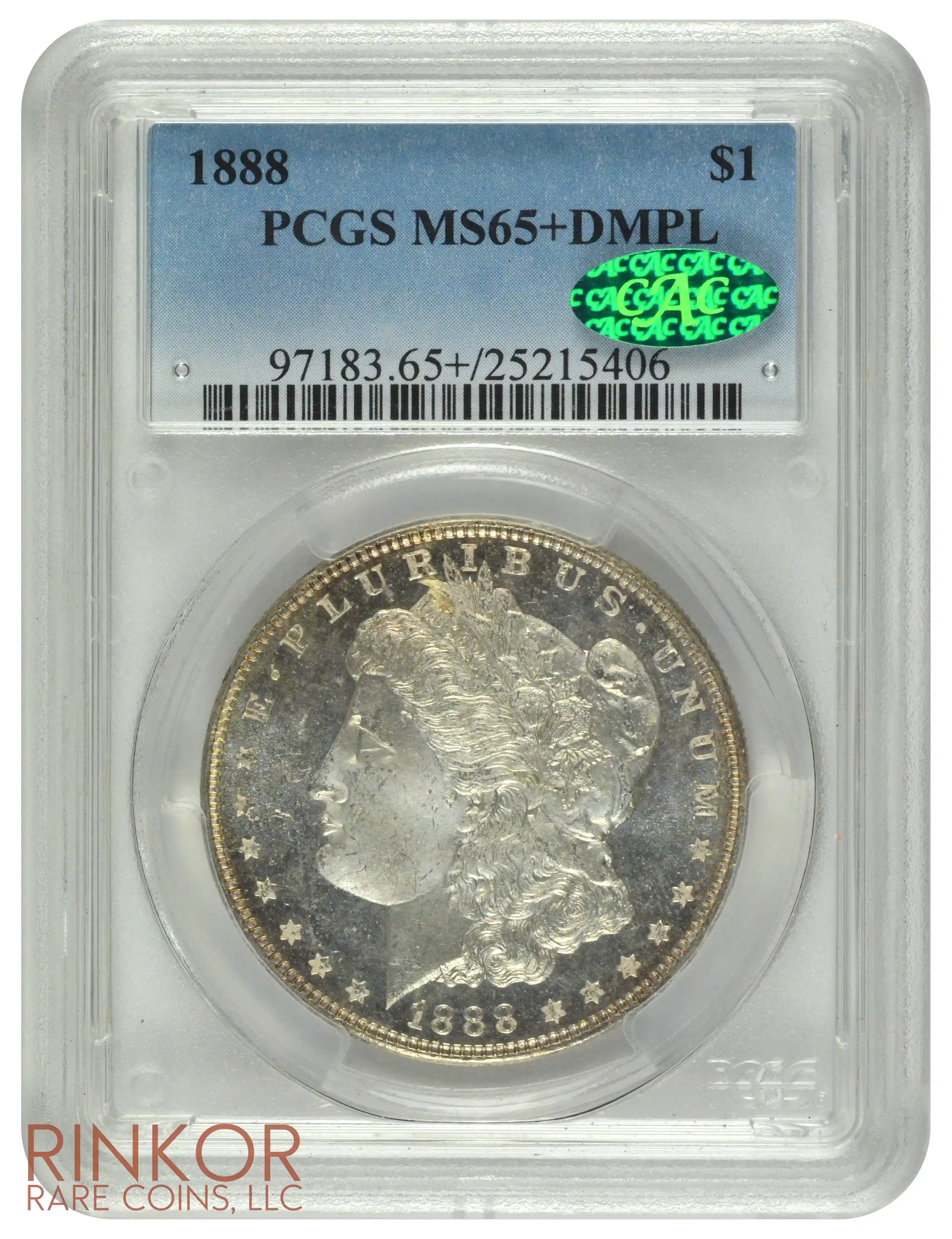 1888 $1 PCGS MS 65+ DMPL CAC