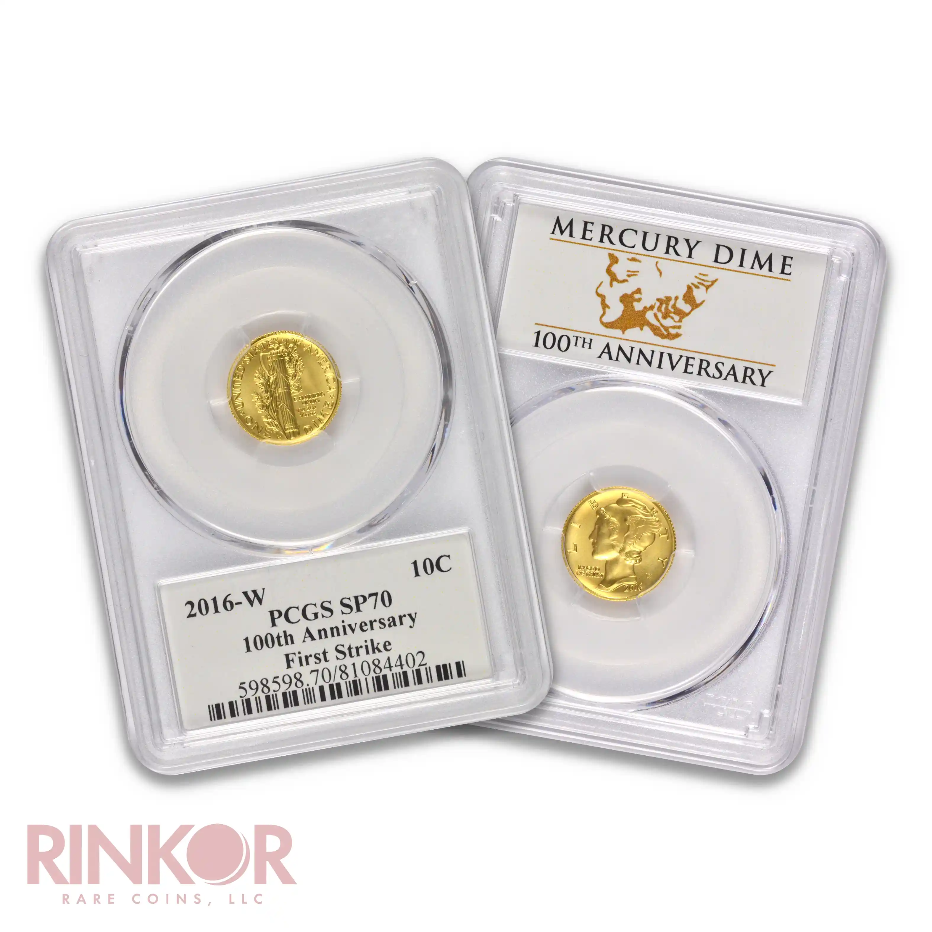 2016-W Gold 1/10thoz Mercury Dime 100th Anniversary First Strike PCGS SP 70
