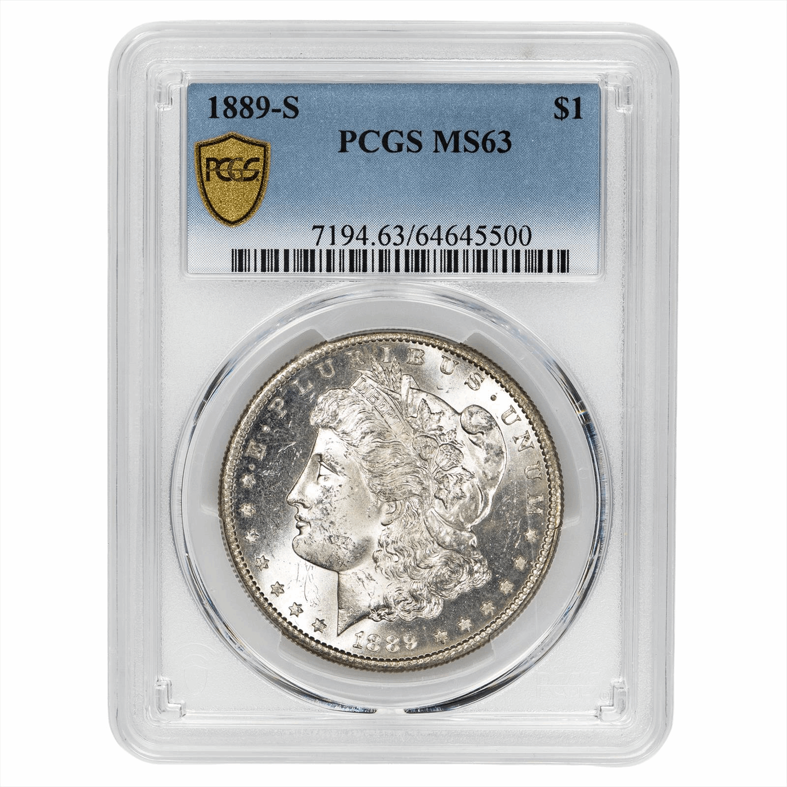 1889-S Morgan Silver Dollar $1 PCGS MS 63
