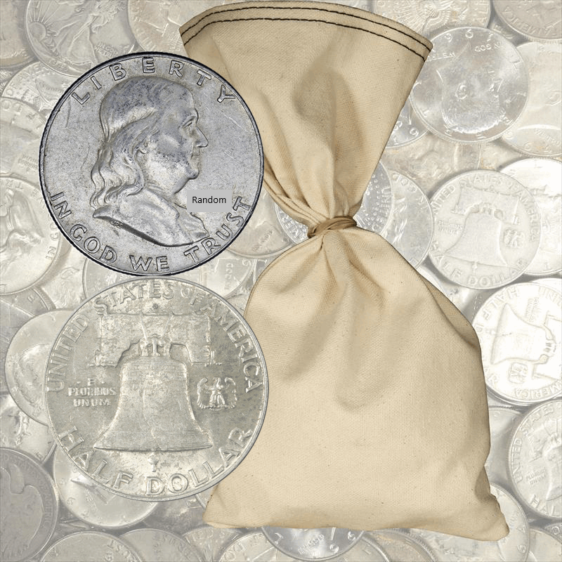 $100 Face Value 90% Silver Franklin Halves 200 Total Coins	 