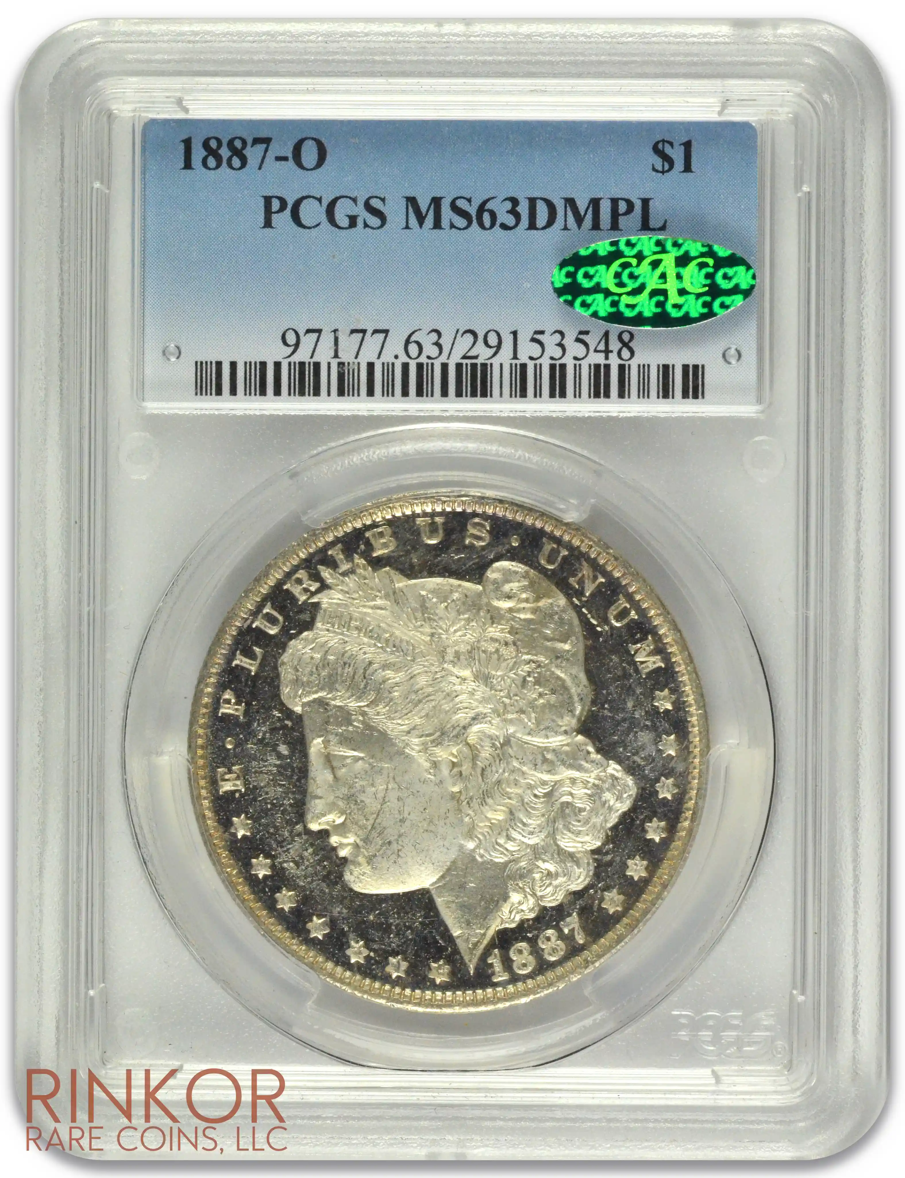 1887-O $1 PCGS MS 63 DMPL CAC