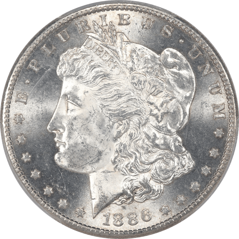 1886-S Morgan Silver Dollar PCGS and CAC MS64 Frosty Satin Luster