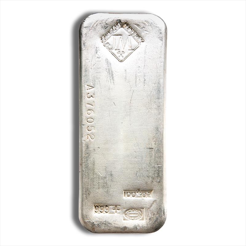 100 oz Silver Bar - Johnson Matthey - JM