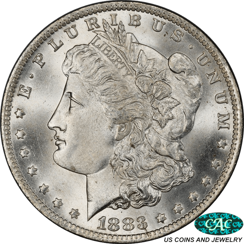1883-O  Morgan Silver Dollar PCGS and CAC MS66+ Frosty Rolling Snow White Luster