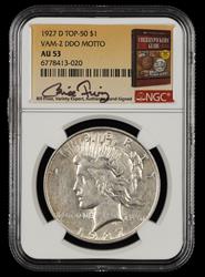 1927 D $1 VAM 2 DDO Motto Top 50 Bill Fivaz Signature Label NGC AU-53
