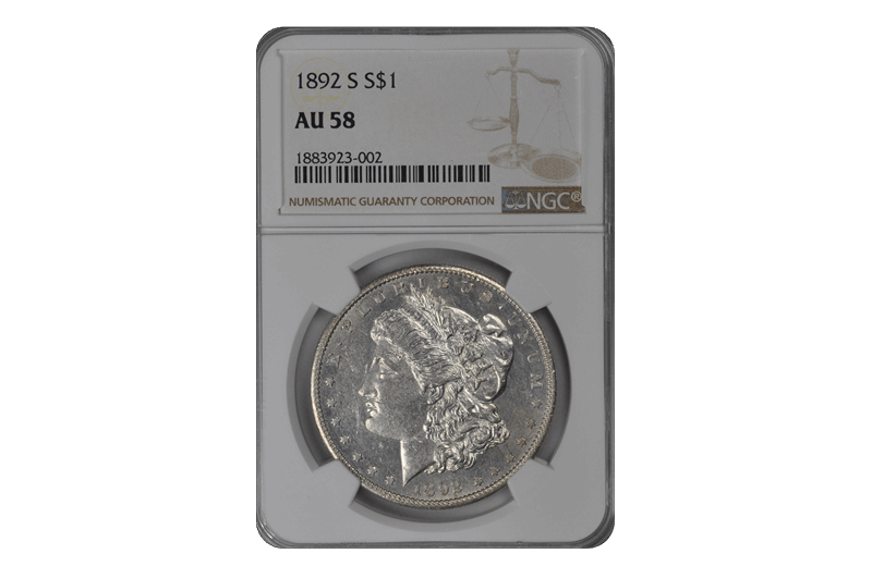 1892 S  Morgan Dollar NGC AU-58
