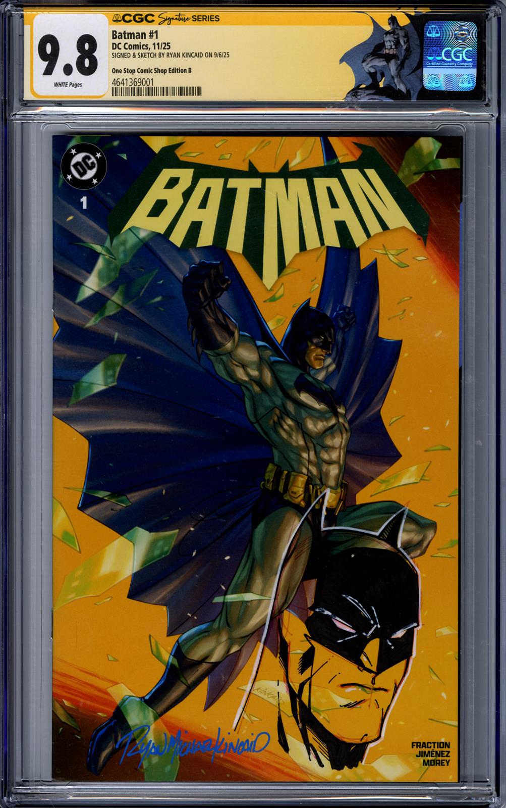 Batman #1 CGC Signature Series 9.8 (D.C., 2025) Signed & Sketch by Ryan Kincaid 