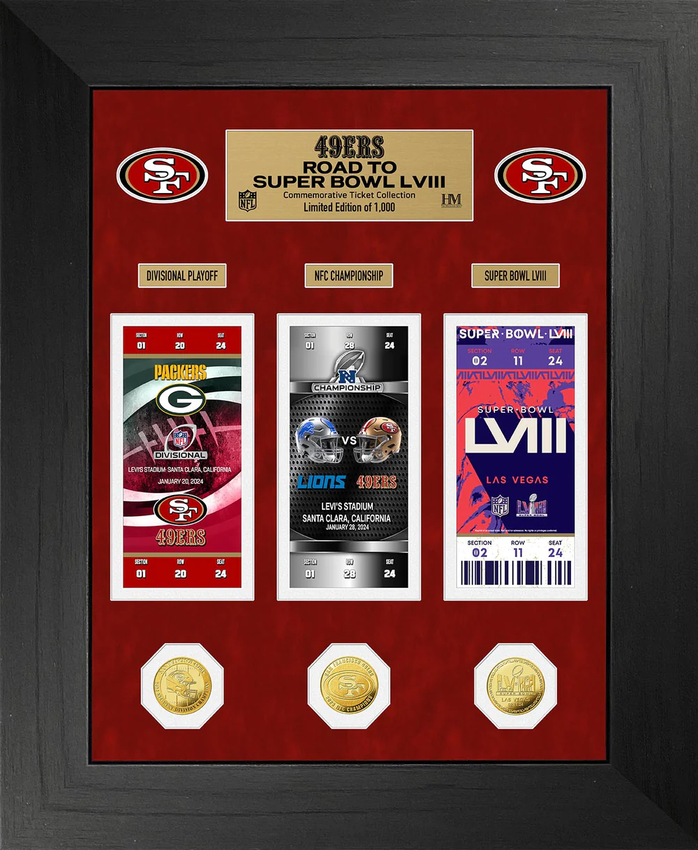 San Francisco 49ers Road to Super Bowl LVIII Deluxe Ticket and Gold Coin Photo Mint 
