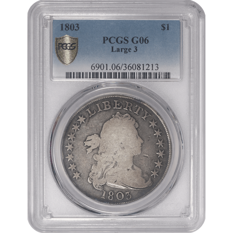 1803 Large 3, Draped Bust Dollar, PCGS G06 - Nice Original Dollar