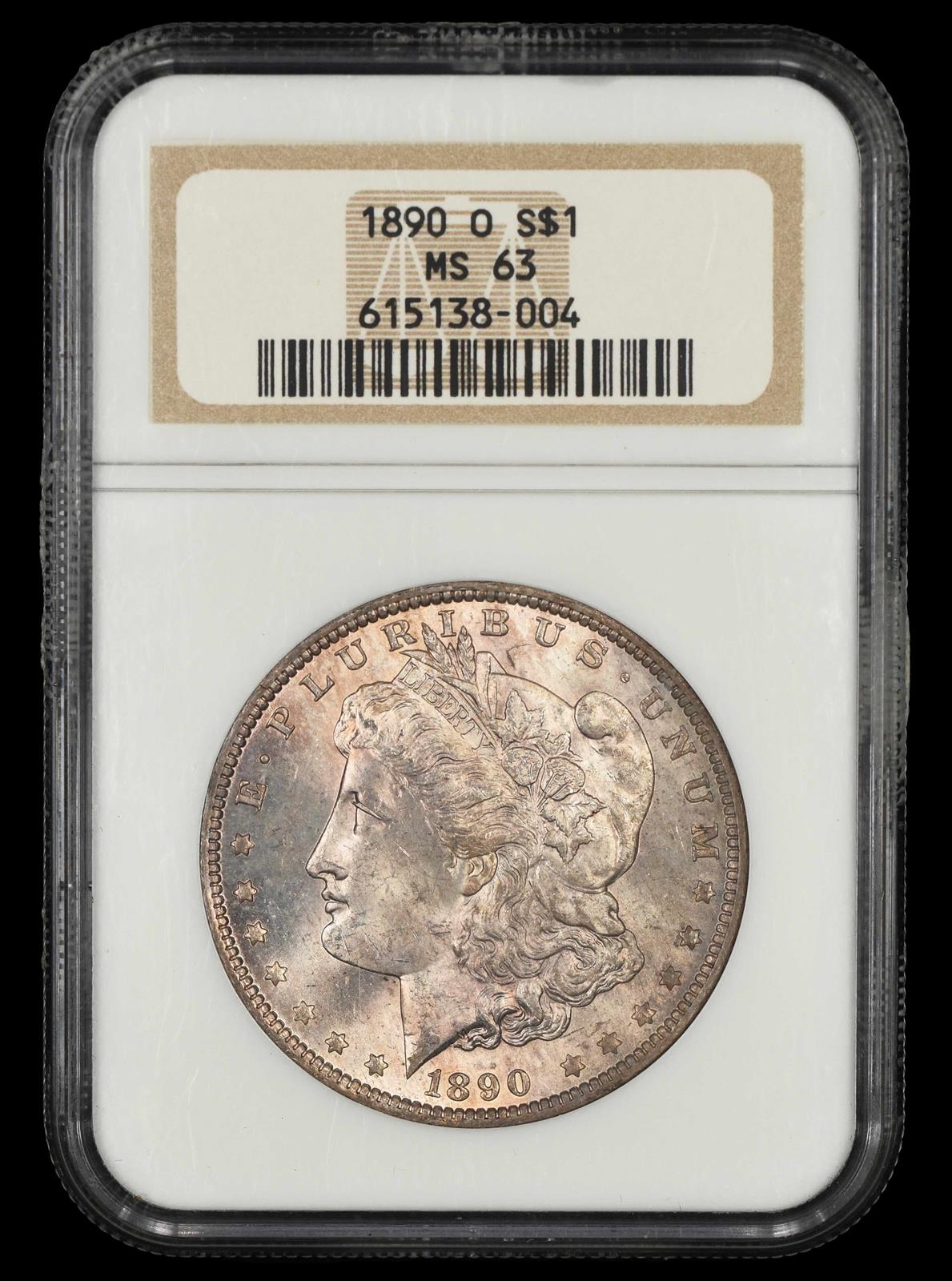 1890 O $1 NGC MS 63