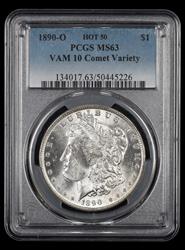 1890-O $1 VAM 10 Comet Variety PCGS MS 63