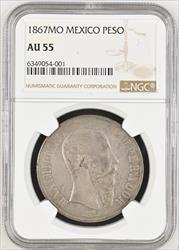 1867 Mexico Peso NGC AU55 